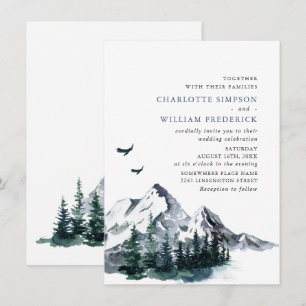 Elegant Mountains Forest Landscape Wedding Invitation