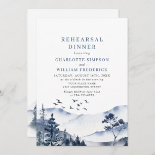 Elegant Mountains Forest Rehearsal Dinner Invitation