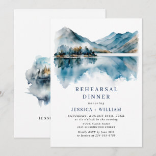 Elegant Mountains Forest Rehearsal Dinner Photo Invitation