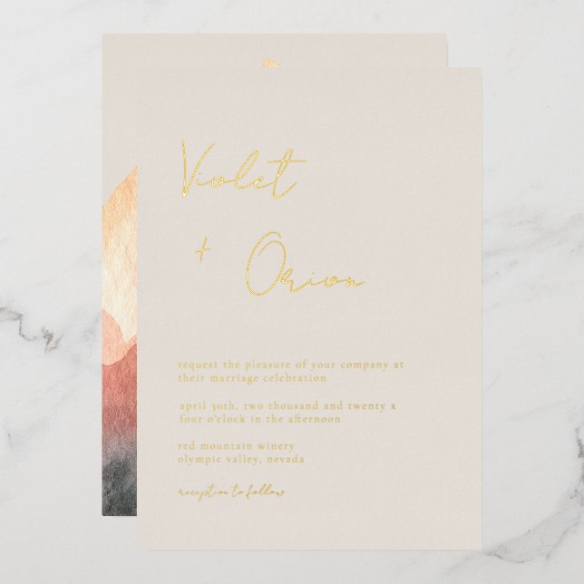 Elegant Mountains Wedding Gold (Front/Back)
