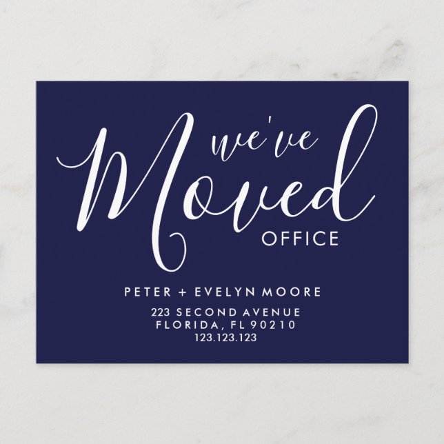 elegant moved office business announcement postcard (Front)