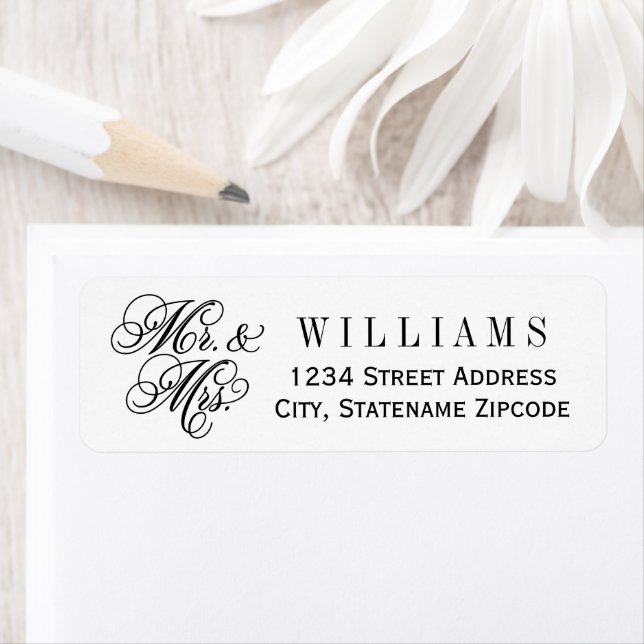Elegant Mr and Mrs Black Script Custom Monogram (Insitu)