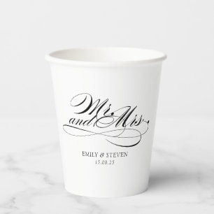 Elegant Mr and mrs calligraphy wedding Paper Cups