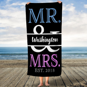 Elegant Mr. and Mrs. Personalized Bath Towel