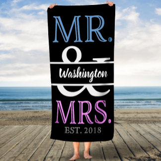 Elegant Mr. and Mrs. Personalized Bath Towel
