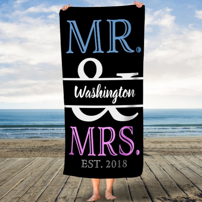 Elegant Mr. and Mrs. Personalized Bath Towel (Creator Uploaded)