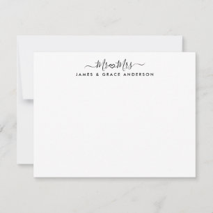 Elegant MR and MRS Script Heart Wedding Newlyweds Card