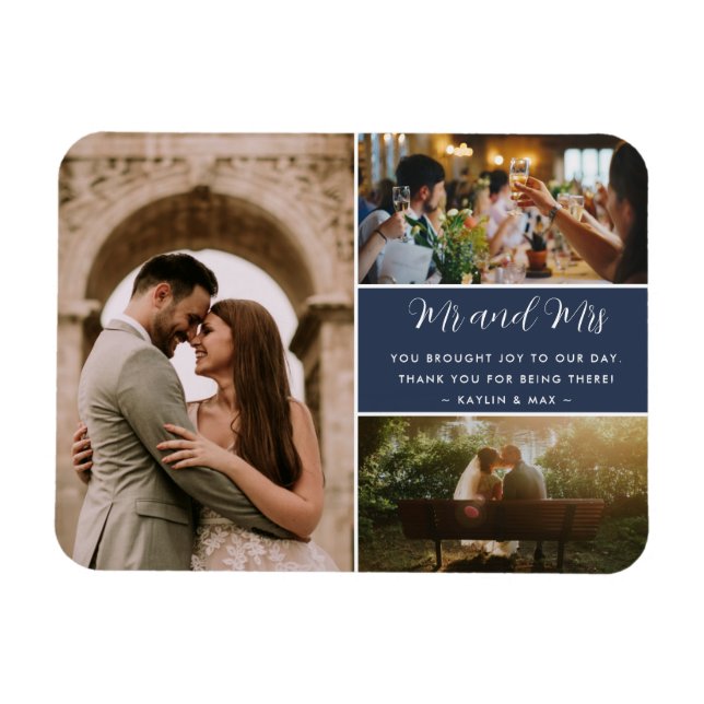Elegant Mr and Mrs Thank You Photo Collage Magnet (Horizontal)