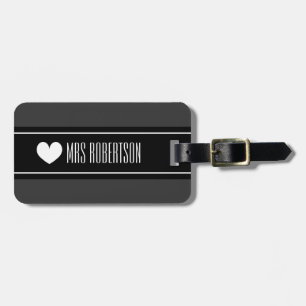 Elegant Mr and Mrs travel luggage tags with heart