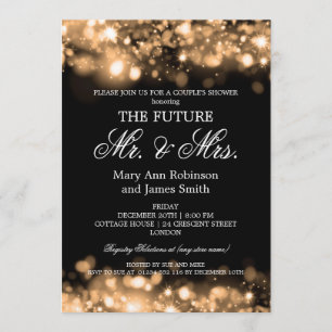 Elegant Mr Mrs Couples Shower Gold Sparkle Lights Invitation