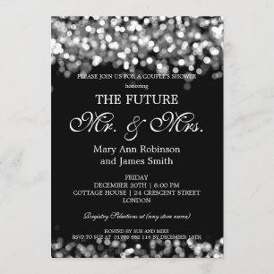 Elegant Mr Mrs Couples Shower Silver Lights Invitation