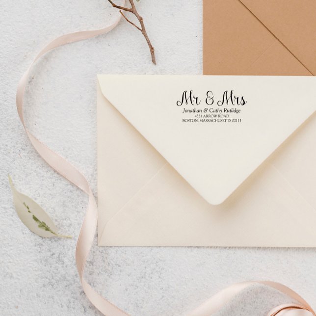 Elegant Mr & Mrs Name & Address Self-inking Stamp (Creator Uploaded)
