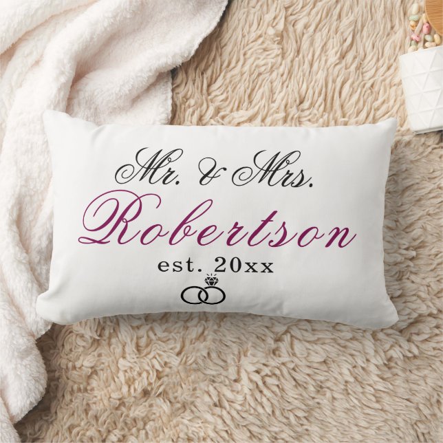 Elegant Mr Mrs Name est. classy script Wedding Lum Lumbar Pillow (Blanket)