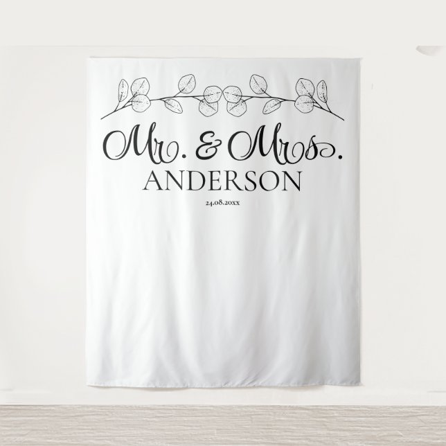 Elegant Mr. & Mrs. Personalized Wedding  Tapestry (Front)