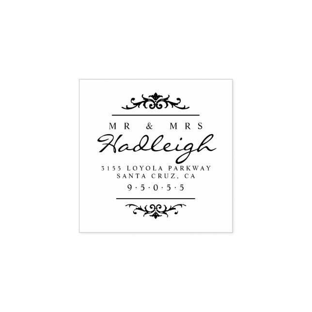 Elegant Mr & Mrs Script Wedding Return Address Rubber Stamp (Imprint)