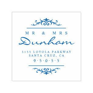 Elegant Mr & Mrs Script Wedding Return Address Self-inking Stamp