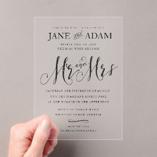 Elegant Mr & Mrs Typography Wedding Invitation