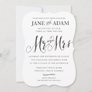 Elegant Mr & Mrs Typography Wedding Invitation