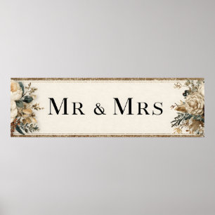 Elegant Mr. & Mrs. Wedding Design with Glitter Poster