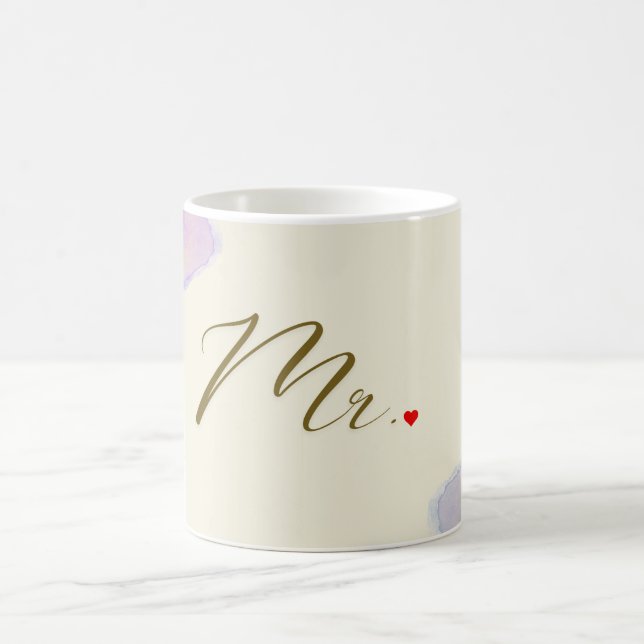 Elégant Mr Mug - Fleurs Bleues Douces & Scri Class (Centre)