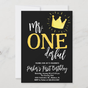 Elegant Mr. Onederful Birthday Party Invitation