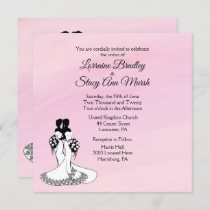Elegant Mrs. and Mrs. Wedding Invitation Pink