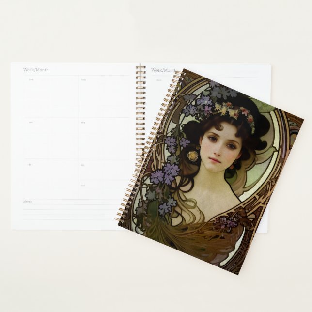 Elegant Mucha Style Portrait of a Beautiful Woman Planner (Display)