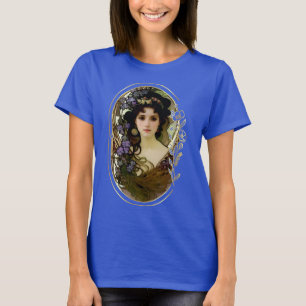 Elegant Mucha Style Portrait of a Beautiful Woman T-Shirt