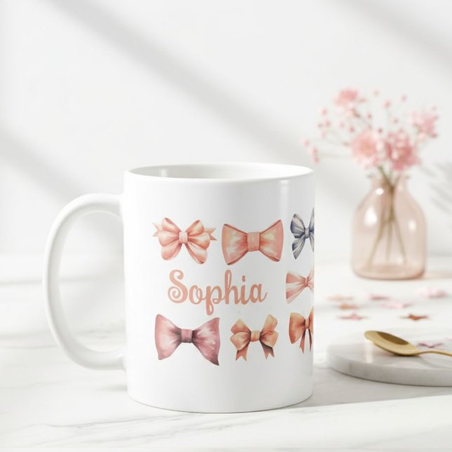 Elegant Mug with Romantic Bows - Personalized Gift (Créateur téléchargé)