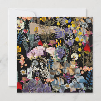 Elegant multi colour wildflower collage thank you card