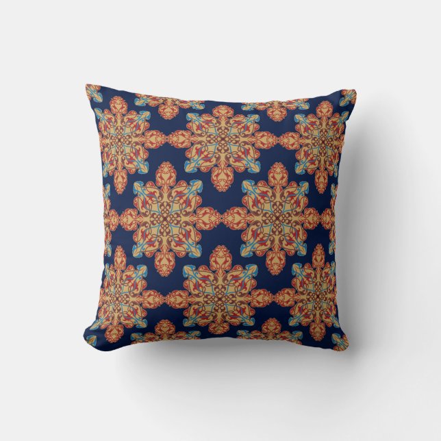 Elegant Multi-Coloured Floral Pattern Throw Pillow (Front)