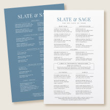 Elegant Multi-Course Menu Upscale Restaurant Blue