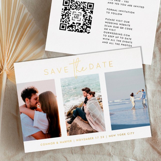 Elegant Multi GOLD White Text Photo Save The Date (Creator Uploaded)
