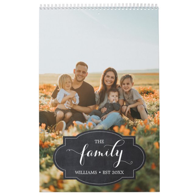 Elegant Multi Photo Custom Script Family Memories Calendar (Cover)