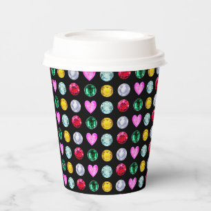 Elegant Multicolor Gemstones on Black Paper Cups