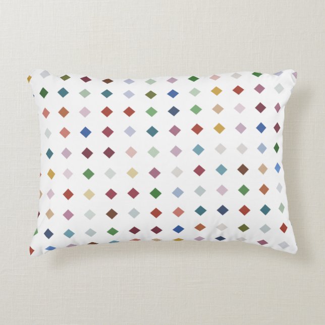 Elegant Multicolor Geometric Diamond Array Pattern Accent Pillow (Front)