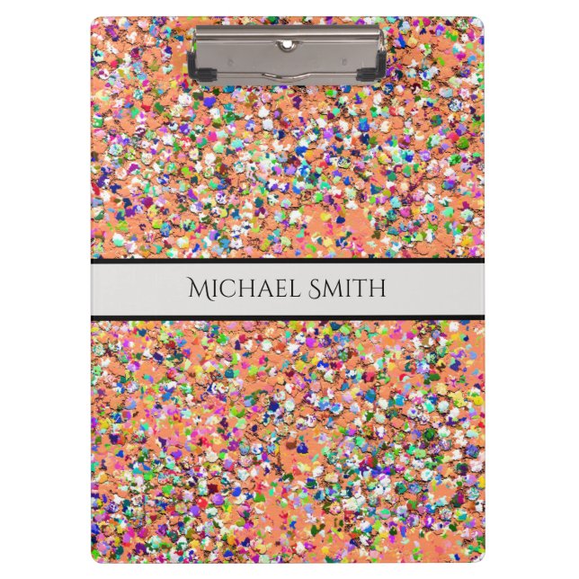 Elegant Multicolor Mosaic Modern Grit Glitter #5 Clipboard (Front)