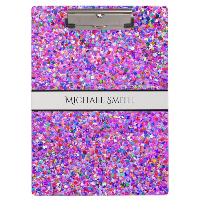 Elegant Multicolor Mosaic Modern Grit Glitter #8 Clipboard (Front)