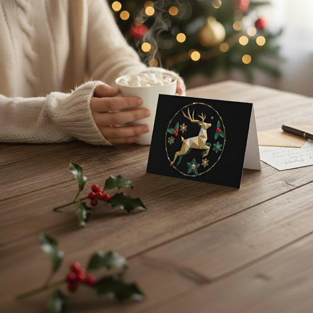 Elegant Multicolor Reindeer Christmas Greeting Car Thank You Card (Creator Uploaded)