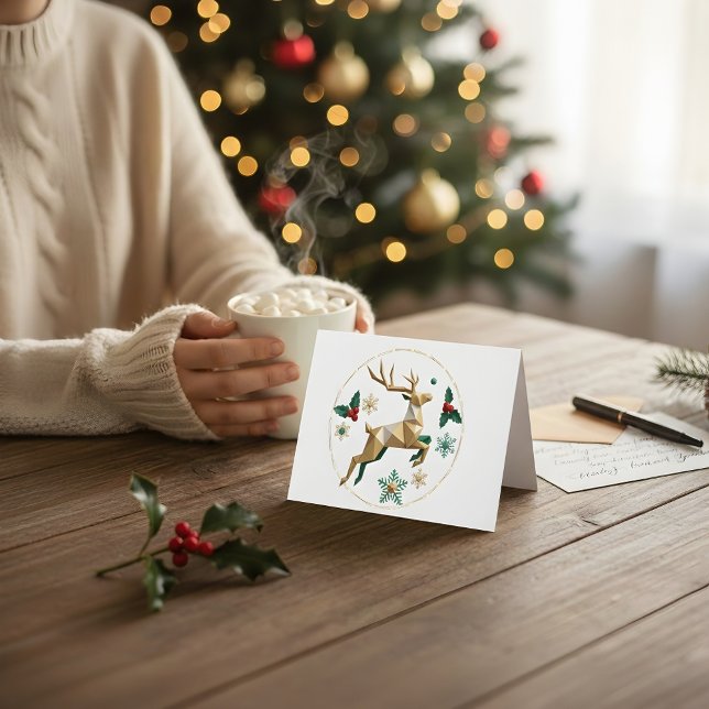 Elegant Multicolor Reindeer Christmas Greeting Car Thank You Card (Creator Uploaded)