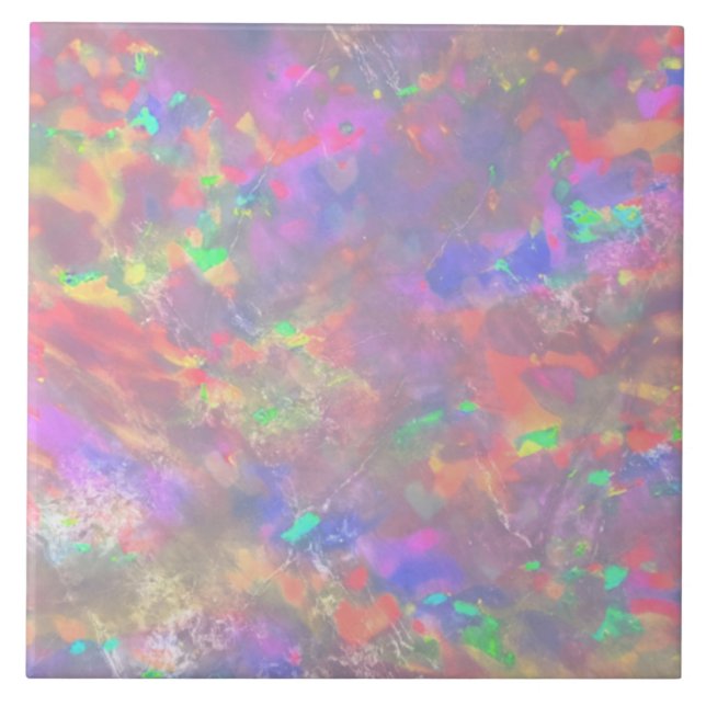     Elegant Multicolored Abstract Opal Purple Pink Tile (Front)