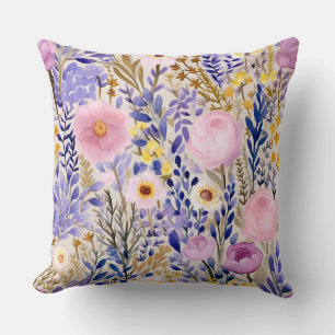 Elegant Multicolored Floral and Botanicals Throw Pillow
