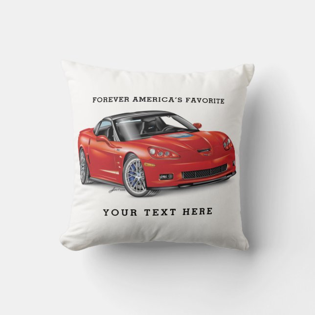 Elegant Muscle Car Z-R-1 Illustration Throw Pillow (Front)