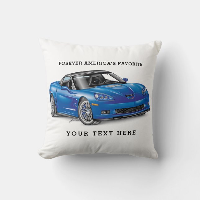Elegant Muscle Car Z-R-1 Illustration Throw Pillow (Front)