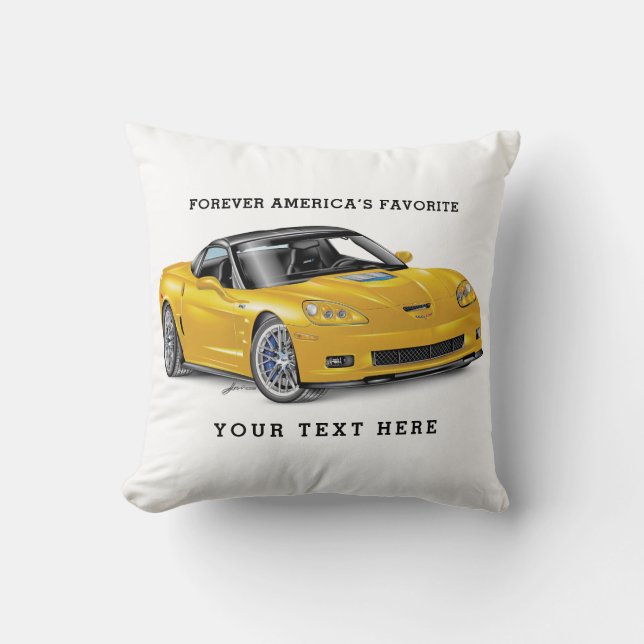 Elegant Muscle Car Z-R-1 Illustration Throw Pillow (Front)