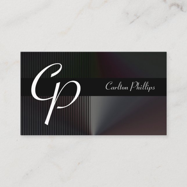 Elegant + musculine monogram business cards (Front)