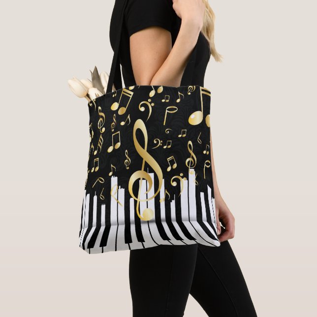 Elegant Music Note piano keys Tote Bag (Close Up)