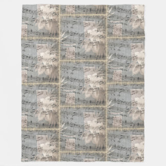 Elegant Music Notes In Blue And Beige Fleece Blanket