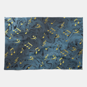 elegant music notes kitchen towel