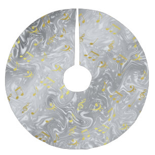 elegant music notes pattern brushed polyester tree skirt